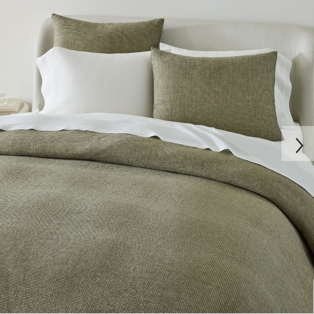 ❤️BUY 2 GET 1 FREE West Elm European Flax Linen Mini Waffle Duvet Cover, King